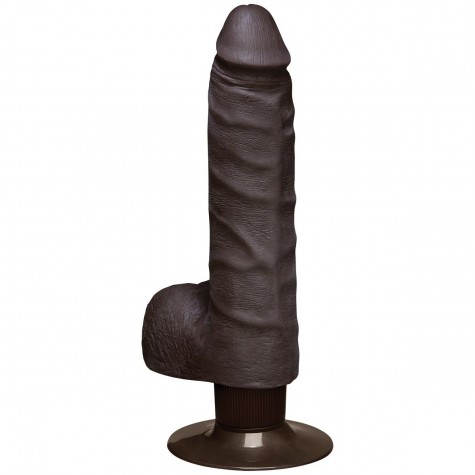 Коричневый вибромассажер The Realistic Cock ULTRASKYN Vibrating 7” Slim - 22,1 см.